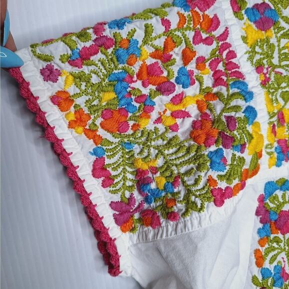 Sister Mary "Mary" Dress Small Heavily Embroidered Short Sleeve Tunic White Boho - Picture 4 of 12